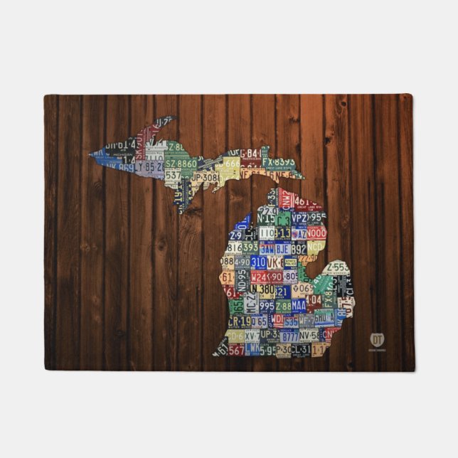 Michigan Counties Vintage License Plate Map Doormat (Front)
