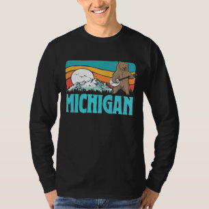 Michigan Cute Banjo Bear Graphic T-Shirt
