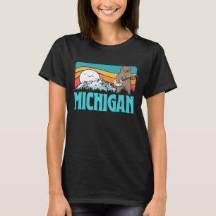Michigan Cute Banjo Bear Graphic T-Shirt