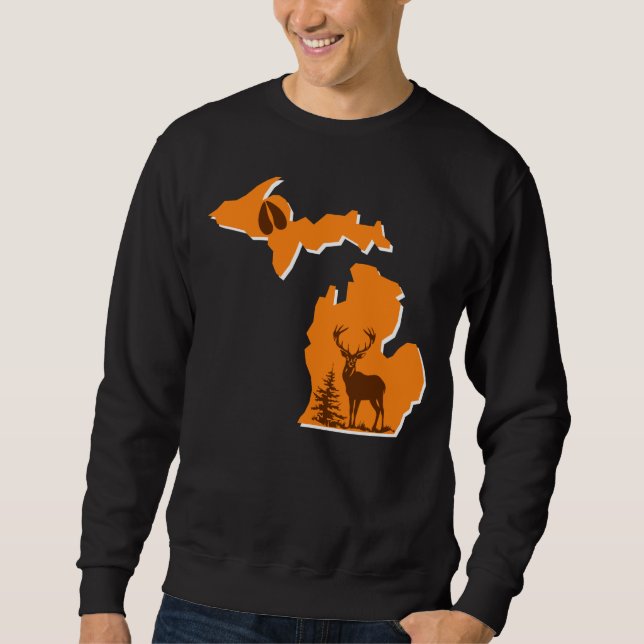 Michigan Deer Hunting - crewneck sweatshirt (Front)