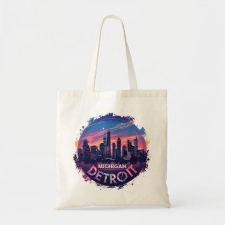 MICHIGAN DETROIT Skyline Custom Wedding favour Tote Bag