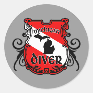 Michigan Diver Classic Round Sticker