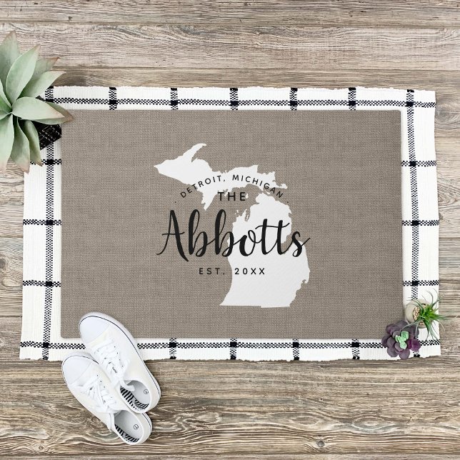 Michigan Family Monogram State Doormat (Creator Uploaded)