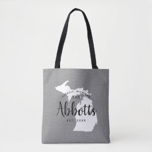 Michigan Family Monogram State Tote Bag