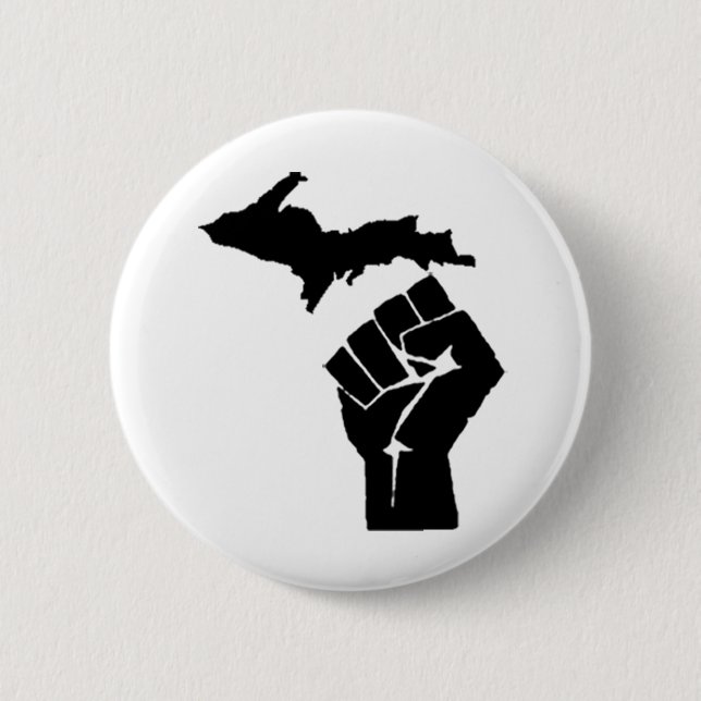 Michigan Fist 6 Cm Round Badge (Front)