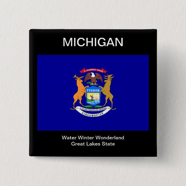 Michigan Flag 15 Cm Square Badge (Front)