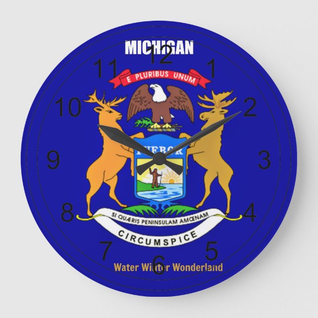 Michigan Flag and Slogan Large Clock (Front)