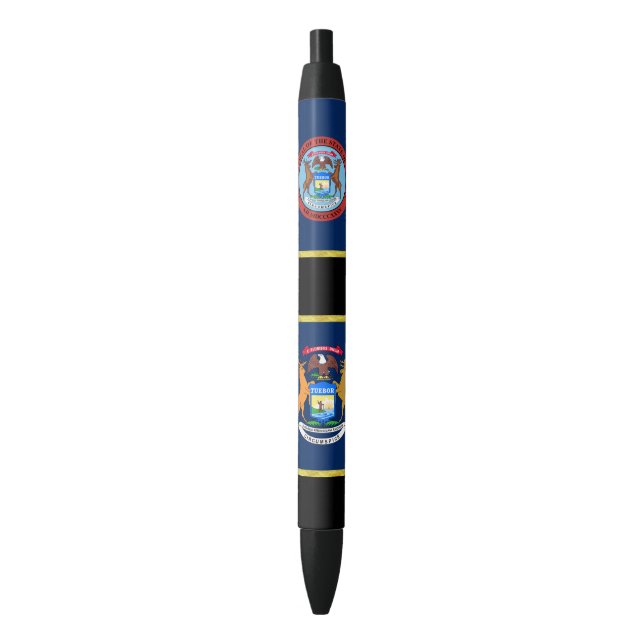 Michigan flag black ink pen (Front Vertical)