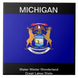 Michigan Flag Ceramic Tile