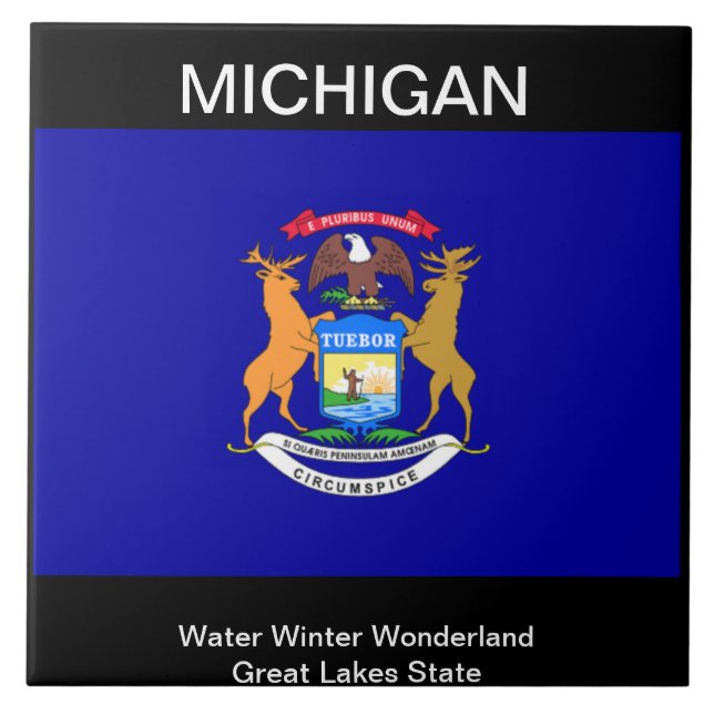 Michigan Flag Ceramic Tile (Front)
