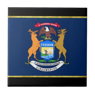 Michigan flag ceramic tile