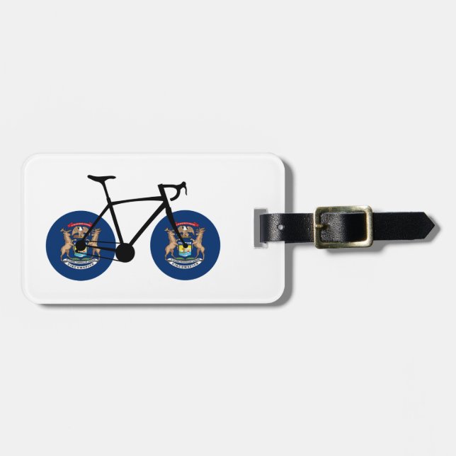 Michigan Flag Cycling Luggage Tag (Front Horizontal)