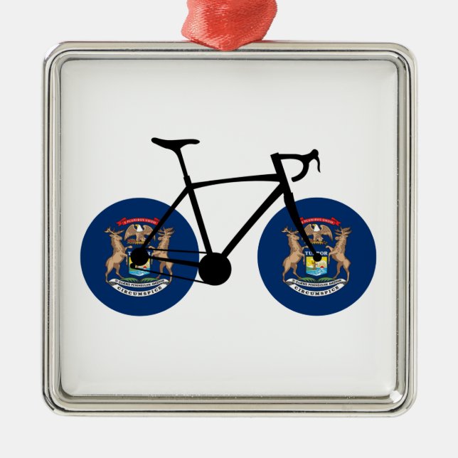 Michigan Flag Cycling Metal Ornament (Front)