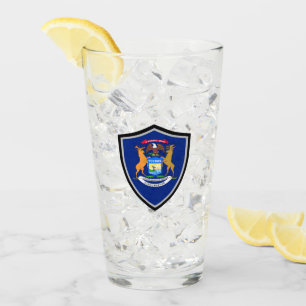 Michigan flag glass