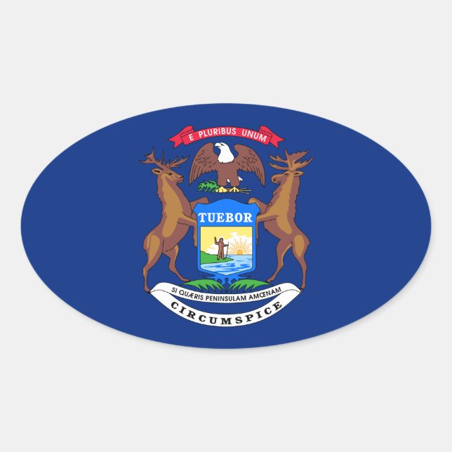 Michigan flag oval sticker (Front)
