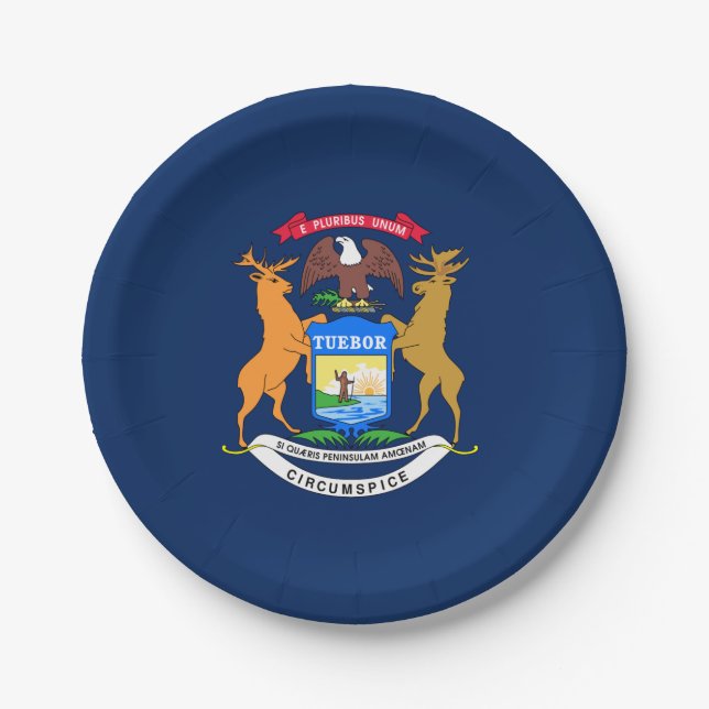 Michigan flag paper plate (Front)