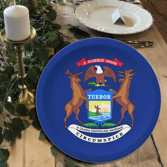 Michigan Flag plates, party, sports, Michigan Paper Plate (Creator Uploaded)
