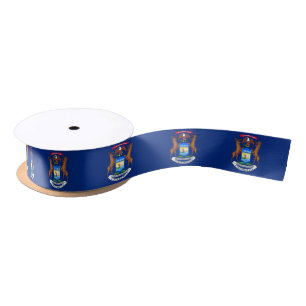 Michigan Flag ribbon, USA, Michigan fashion /sport Satin Ribbon