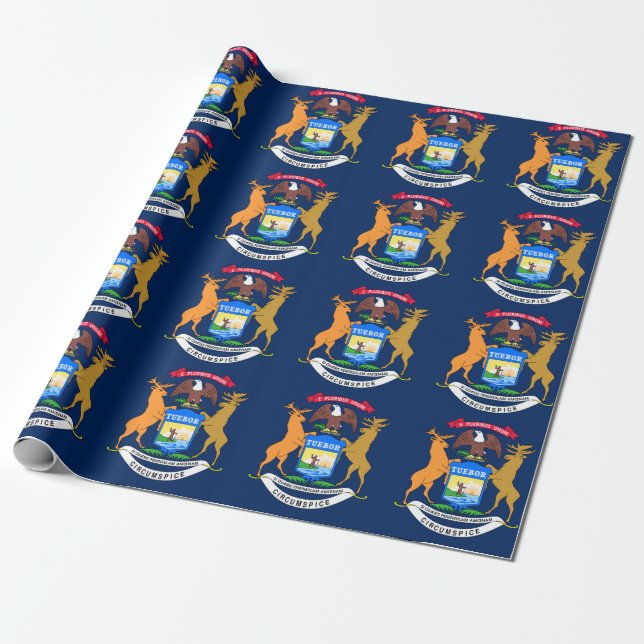 Michigan flag wrapping paper (Unrolled)