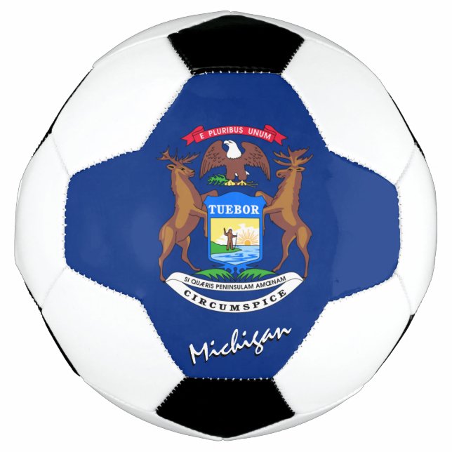 Michigan Football & Michigan Flag / USA Sport Soccer Ball (Front)