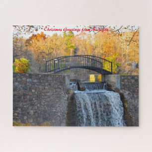 Michigan Footbridge. Christmas Greetings Jigsaw Puzzle