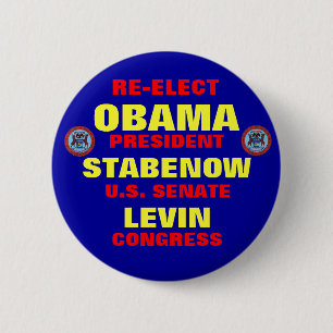 Michigan for Obama Stabenow Levin 6 Cm Round Badge