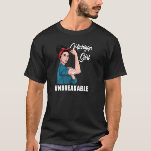 Michigan Girl Unbreakable State Map Flag Souvenir T-Shirt