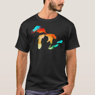 Michigan Great Lakes in Fractal Colours T-Shirt