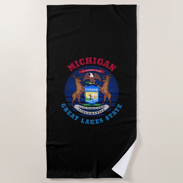 MICHIGAN GREAT LAKES STATE FLAG BEACH TOWEL (Front)
