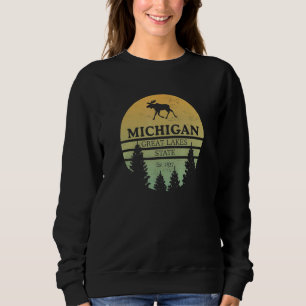 Michigan Great Lakes State Moose Tree Silhouette S Sweatshirt