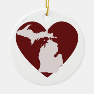 Michigan Heart Ceramic Tree Decoration