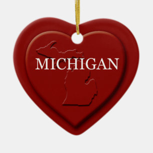 Michigan Heart Map Christmas Ornament