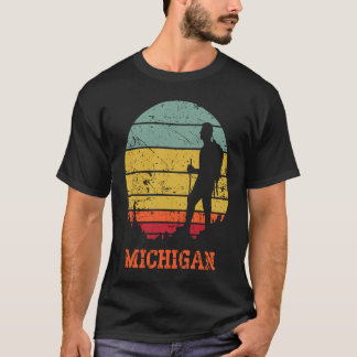 Michigan Hiking Vintage Retro Sunset Distressed T-Shirt