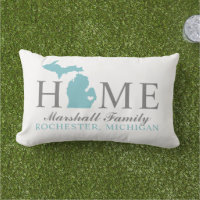 Michigan Home Aqua State Grey Family Monogram