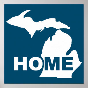 Michigan Home away From State Poster Sign