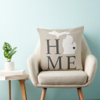 Michigan Home Beige White State Heart