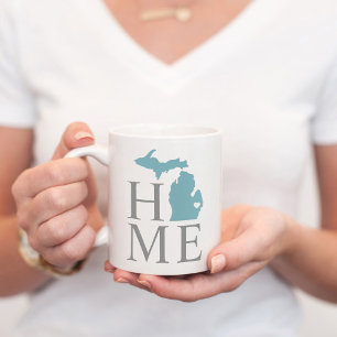 Michigan Home Blue Grey State Heart Coffee Mug
