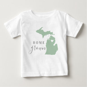 Michigan Home Grown   Editable Colors State Map Baby T-Shirt