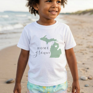 Michigan Home Grown   Editable Colours State Map Baby T-Shirt