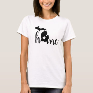 Michigan Home Heart Black Silhouette T-Shirt