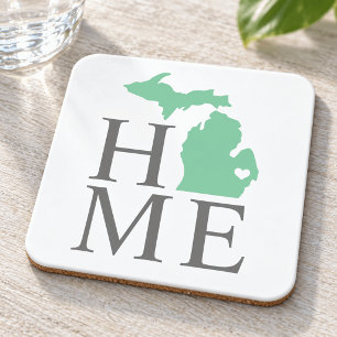 Michigan Home Mint Green Custom City Heart Coaster