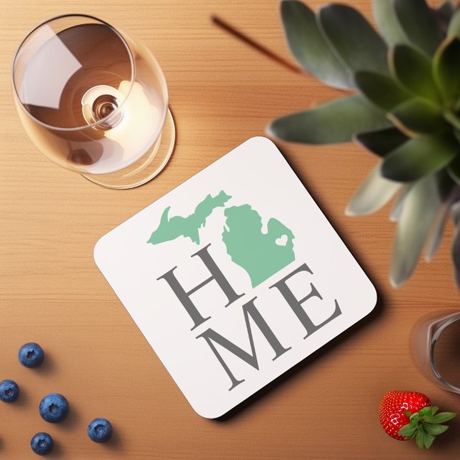 Michigan Home Mint Green Custom City Heart Coaster (Creator Uploaded)