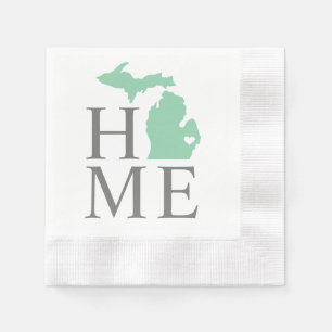 Michigan Home Mint Green Custom City Heart Napkin