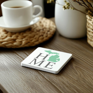 Michigan Home Mint Green Custom City Heart Stone Coaster