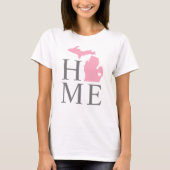 Michigan Home Pink and Grey Custom City Heart T-Shirt (Front)