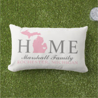 Michigan Home Pink State Grey Family Monogram