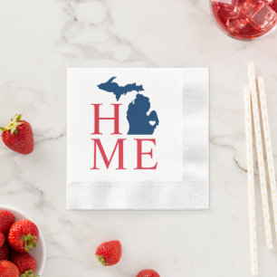 Michigan Home Red White Blue Custom City Heart Napkin