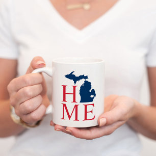 Michigan Home Red White Blue State Heart Coffee Mug