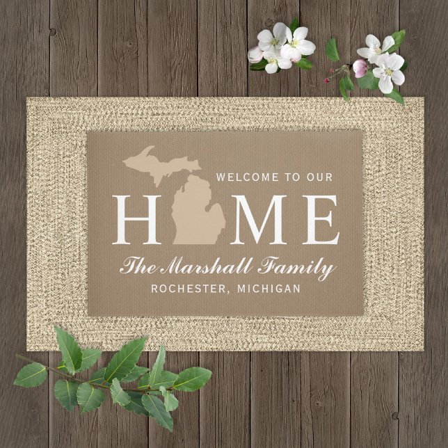 Michigan Home State Tan Custom Welcome Doormat (Creator Uploaded)