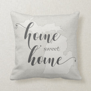 Michigan - Home Sweet Home burlap-look Cushion